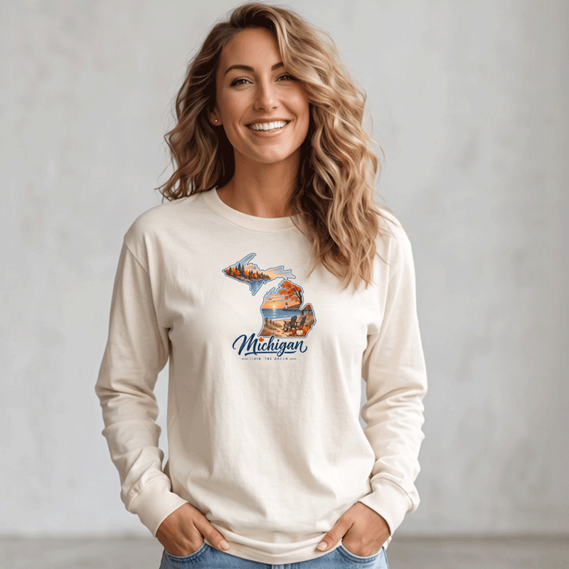 "Michigan Fall Livin The Dream"Relaxed Fit Long Sleeve Unisex T-Shirt