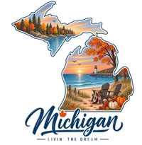 "Michigan Fall Livin The Dream"Relaxed Fit Crew Unisex T-Shirt
