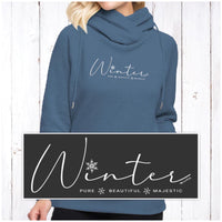 "Winter Majestic"Women's Fleece Funnel Neck Pullover Hoodie