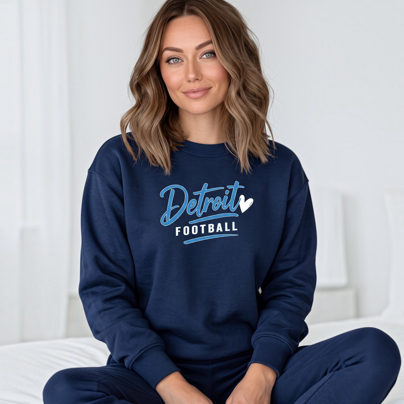 "Detroit Football"Relaxed Fit Classic Crew Unisex Sweatshirt