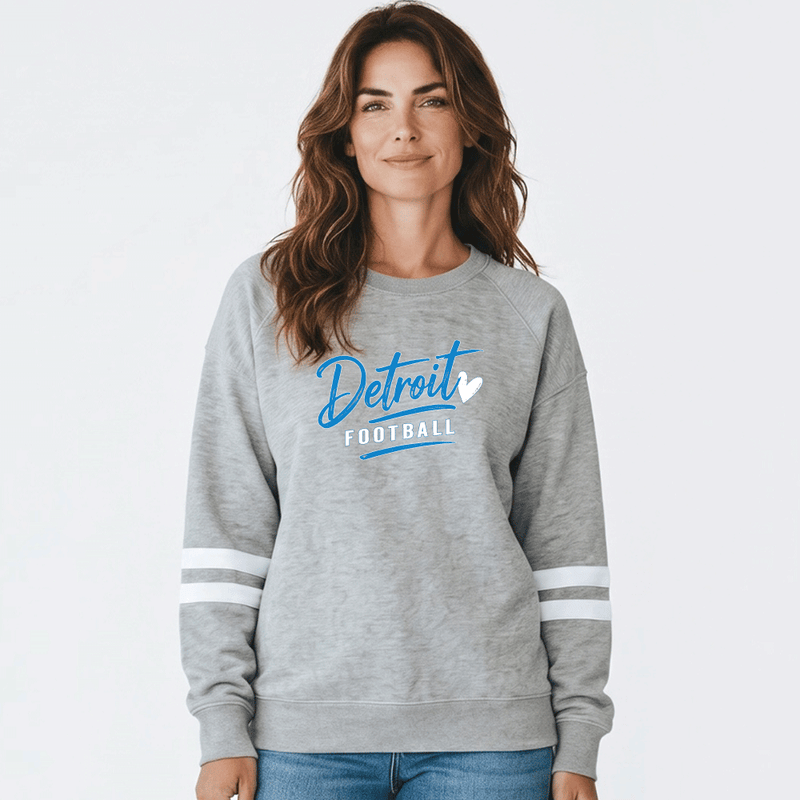 "Detroit Football"Women's Varsity Fleece Crew Sweatshirt