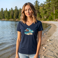 "Lake Huron Petoskey Stone"Women's V-Neck