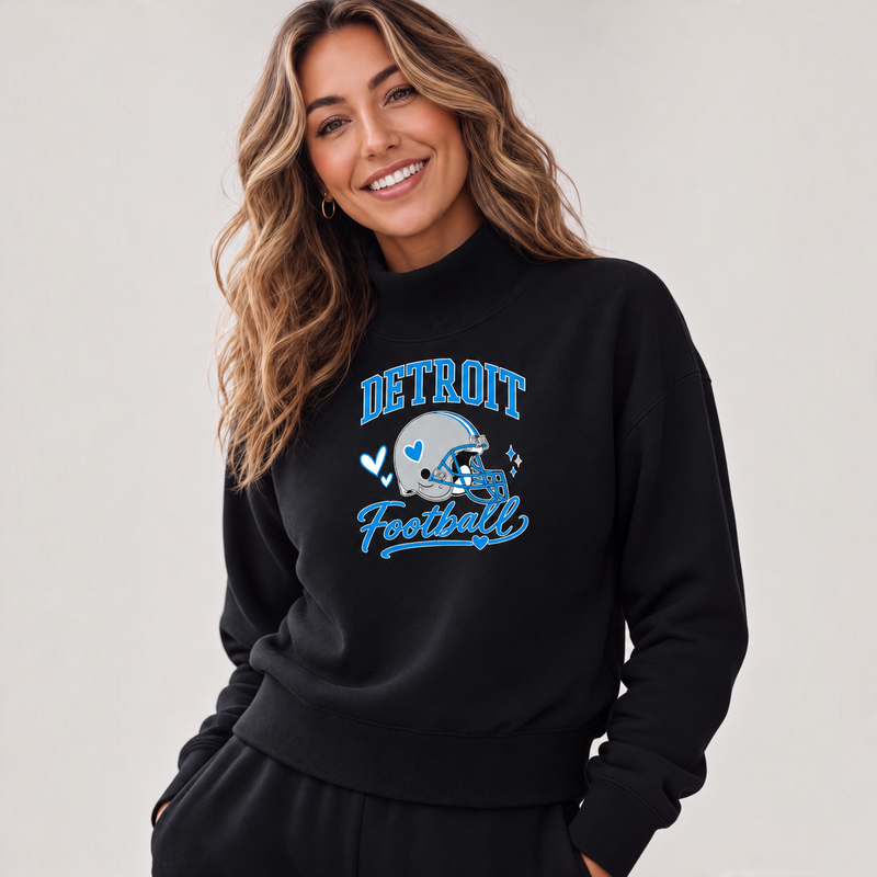 "Detroit Helmet"Women's Mock Neck Sweatshirt