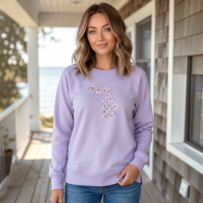 "Michigan Cherry Blossom"Women's Pullover Crew