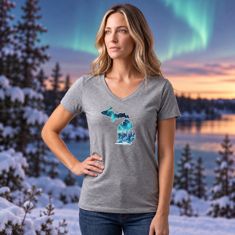 "Winter Michigan Vista"Women's V-Neck