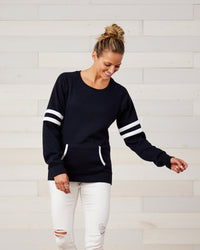 "Livn Simply"Women's Varsity Fleece Crew Sweatshirt