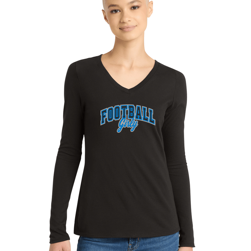 "Football Girly"Women’s Perfect Blend Long Sleeve V-Neck