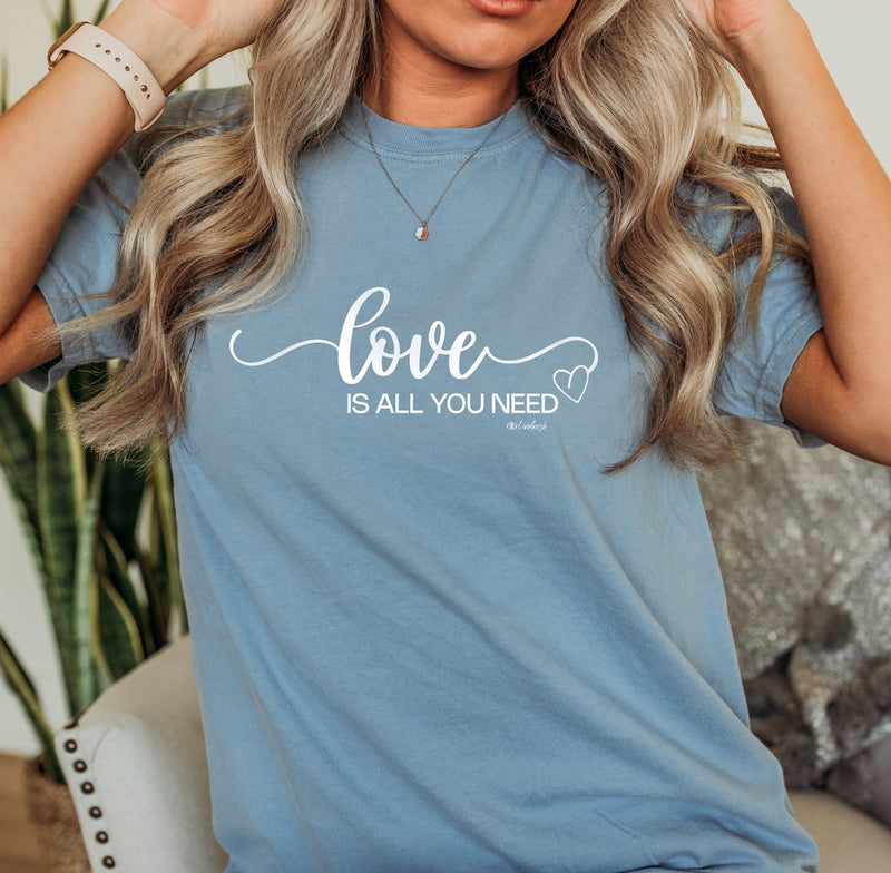 "Love Is All You Need"Relaxed Fit Stonewashed T-Shirt