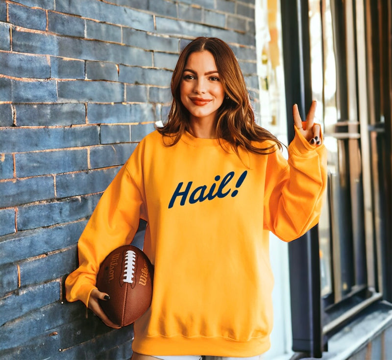 "Hail"Relaxed Fit Classic Crew Sweatshirt