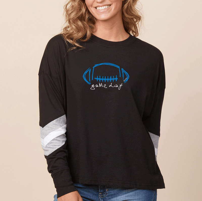 "Game Day"Women's Boxy Varsity Long Sleeve Tee