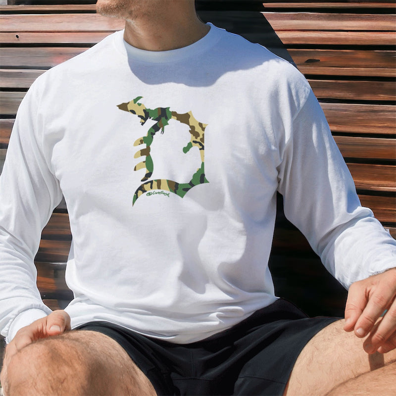 "Michigan D Camo"Men's Long Sleeve T-Shirt