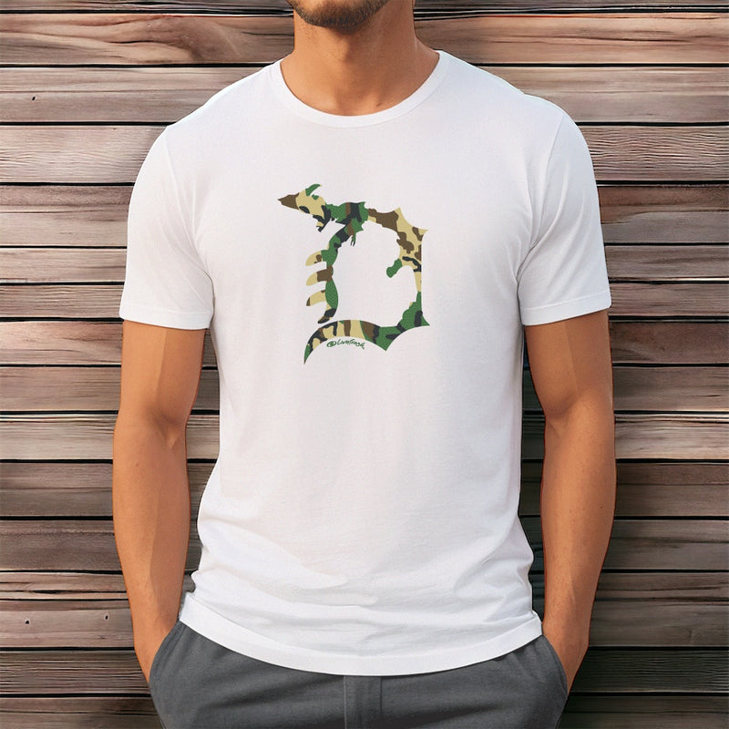 "Michigan D Camo"Men's Crew T-Shirt