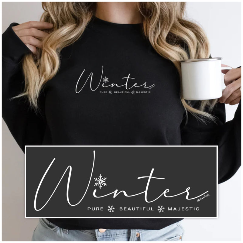 "Winter Majestic"Relaxed Fit Angel Fleece Pullover Crew
