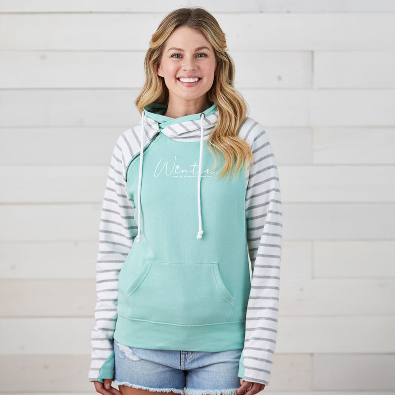 "Winter Majestic"Women's Striped Double Hood Pullover