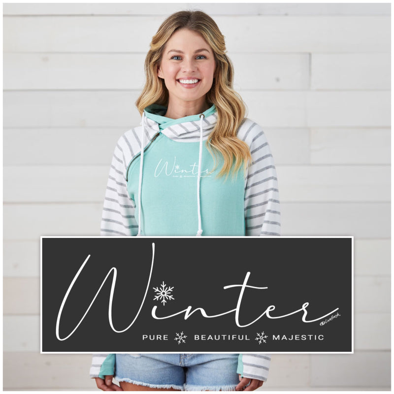 "Winter Majestic"Women's Striped Double Hood Pullover