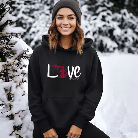 "Michigan Love Plaid"Relaxed Fit Classic Unisex Hoodie