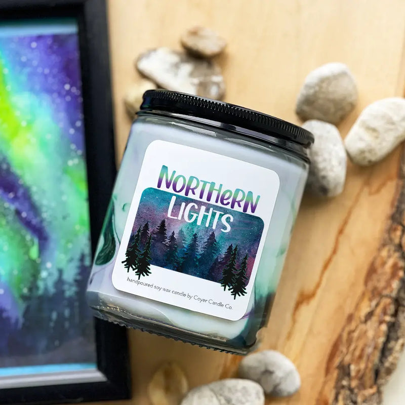 Handmade Northern Lights 9 oz Candle Jar