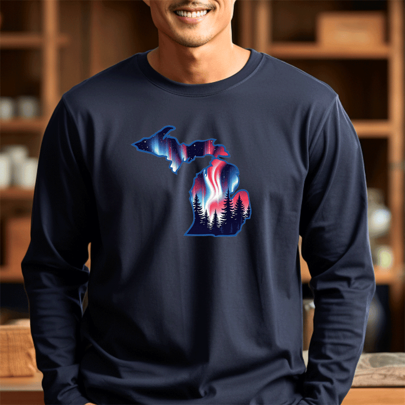 "4th of July Northern Lights"Men's Long Sleeve T-Shirt