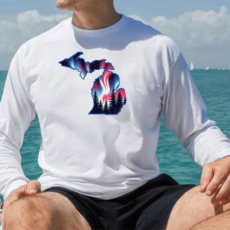 "4th of July Northern Lights"Men's Long Sleeve T-Shirt