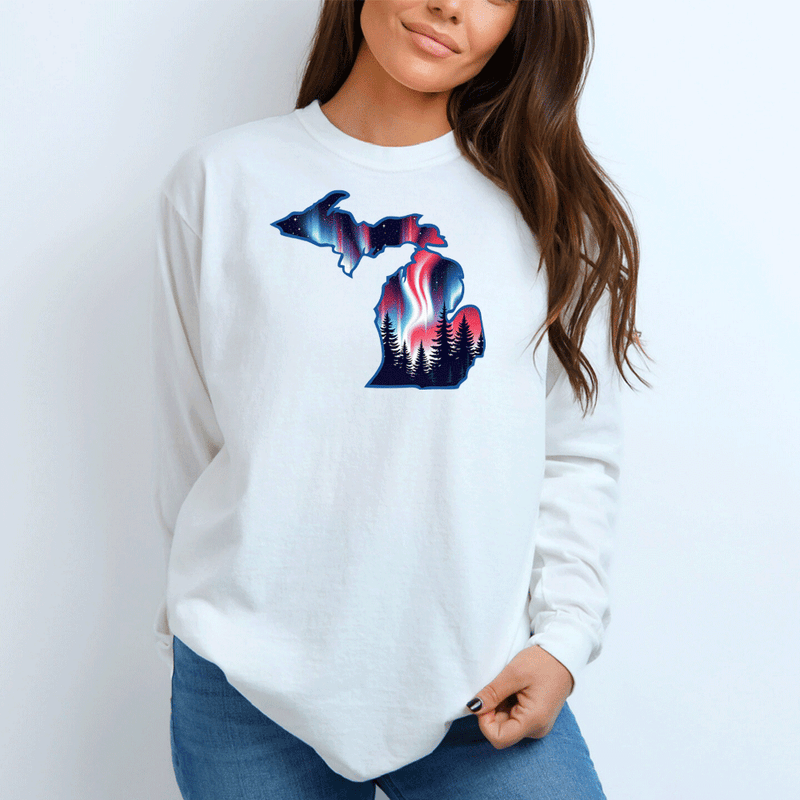 "4th of July Northern Lights"Relaxed Fit Long Sleeve Unisex T-Shirt