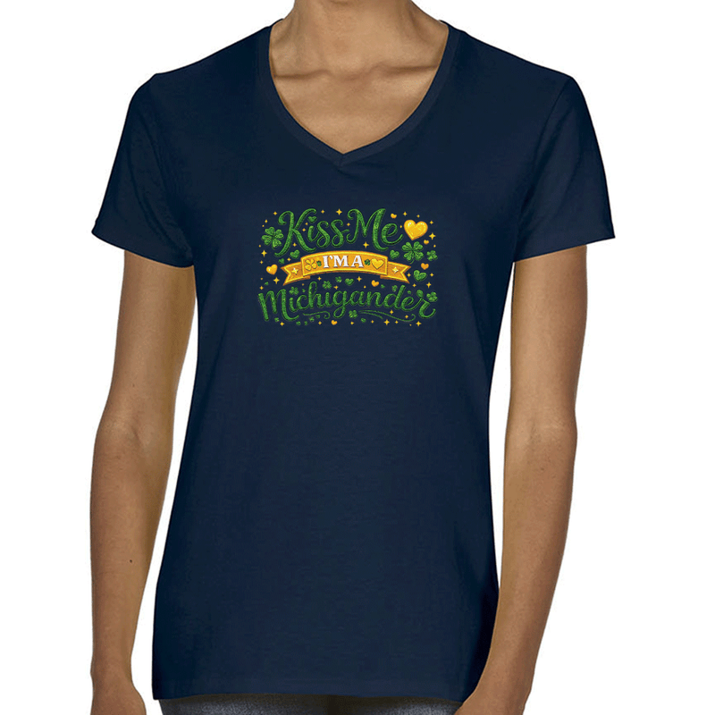 "Kiss Me I'm a Michigander"Women's V-Neck