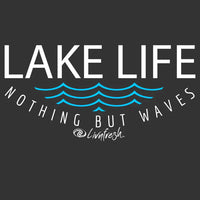 "Lake Life WAVES"Women's Striped Chalk Terry Pullover