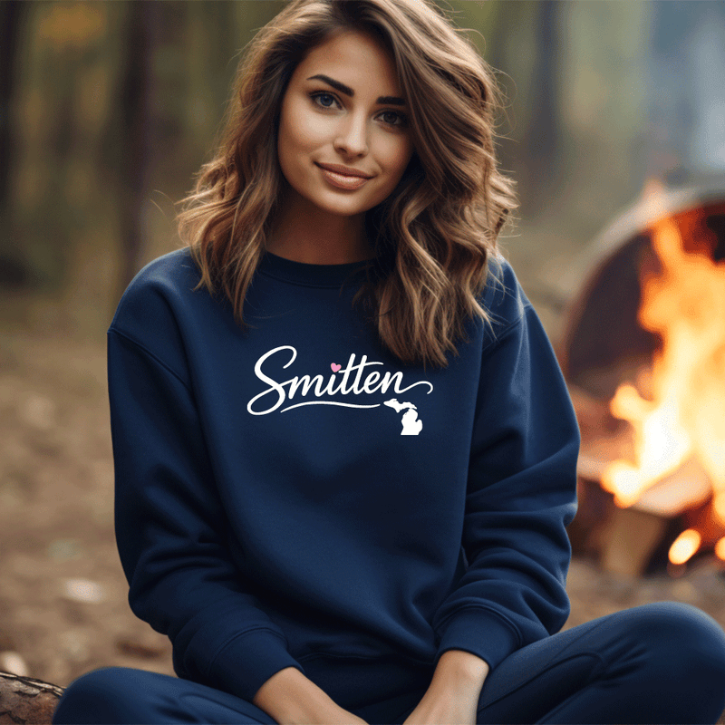 "Love Michigan Smitten"Relaxed Fit Classic Crew Unisex Sweatshirt