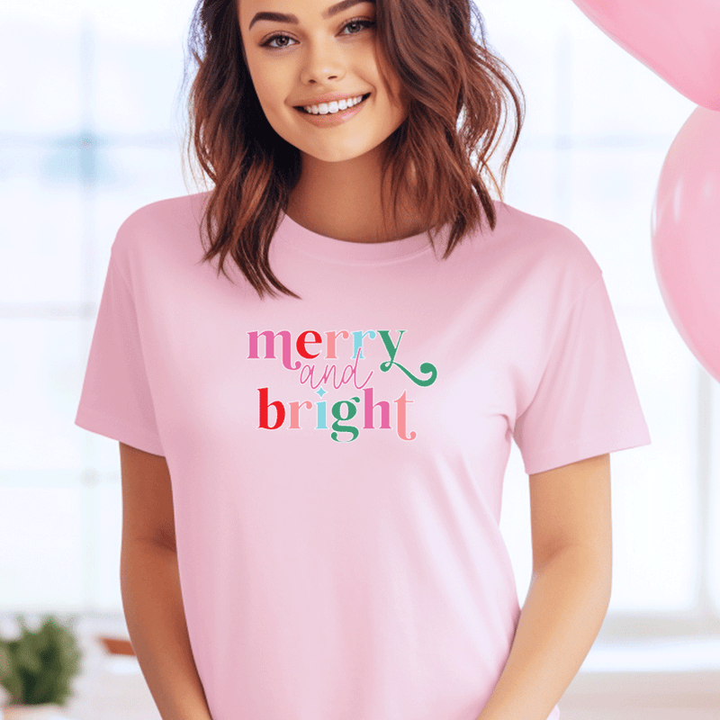 New "Merry &Bright"Relaxed Fit Basic Unisex T-Shirt
