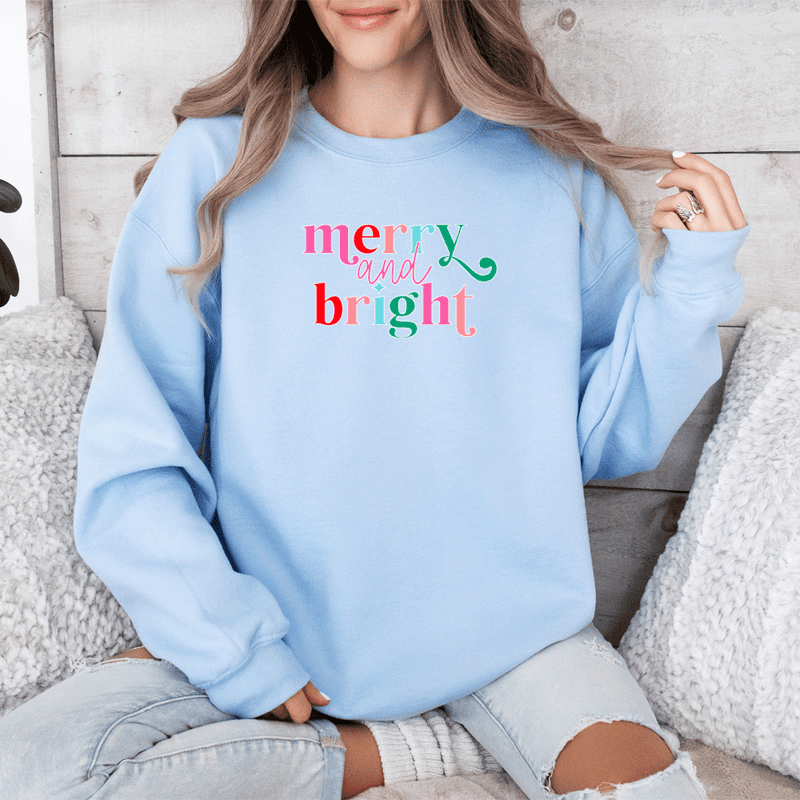 New "Merry &Bright"Relaxed Fit Classic Crew Unisex Sweatshirt