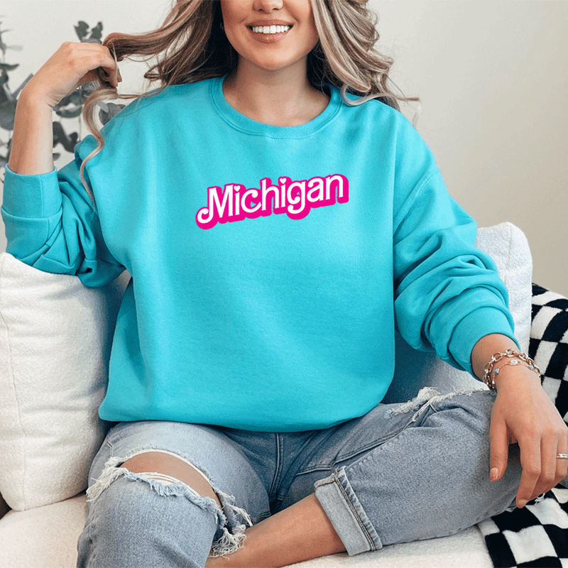 "Michigan Barbie"Relaxed Fit Classic Crew Unisex Sweatshirt