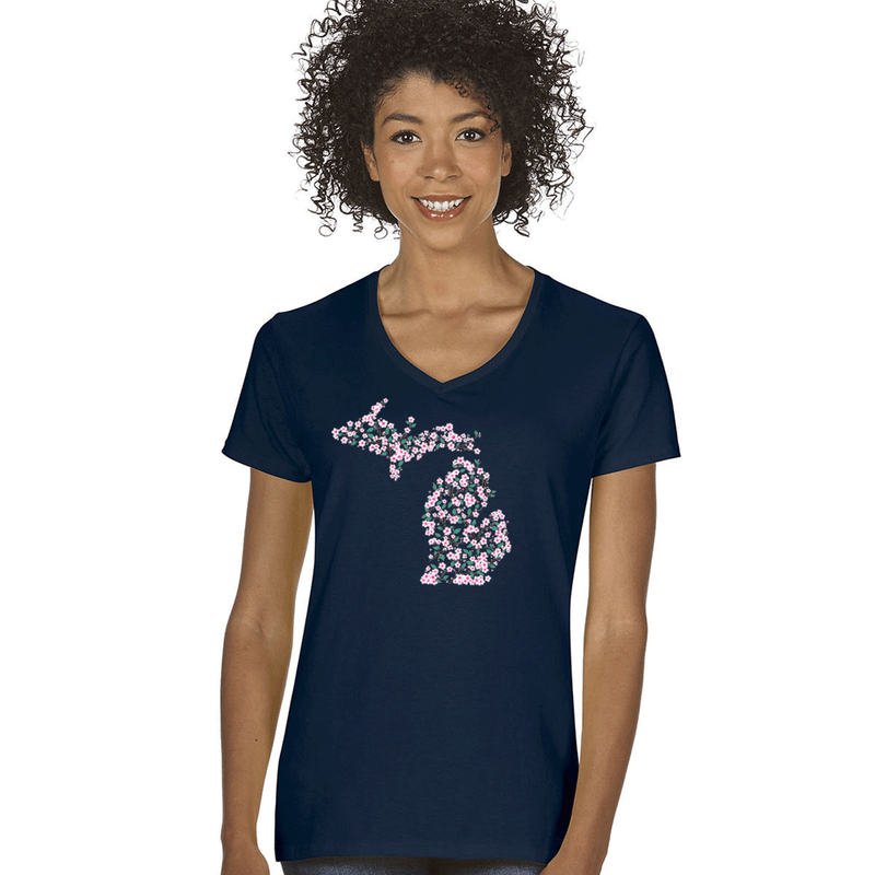 "Michigan Cherry Blossom"Women's V-Neck