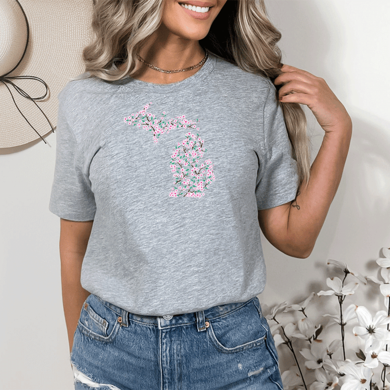 "Michigan Cherry Blossom"Relaxed Fit Crew Unisex T-Shirt