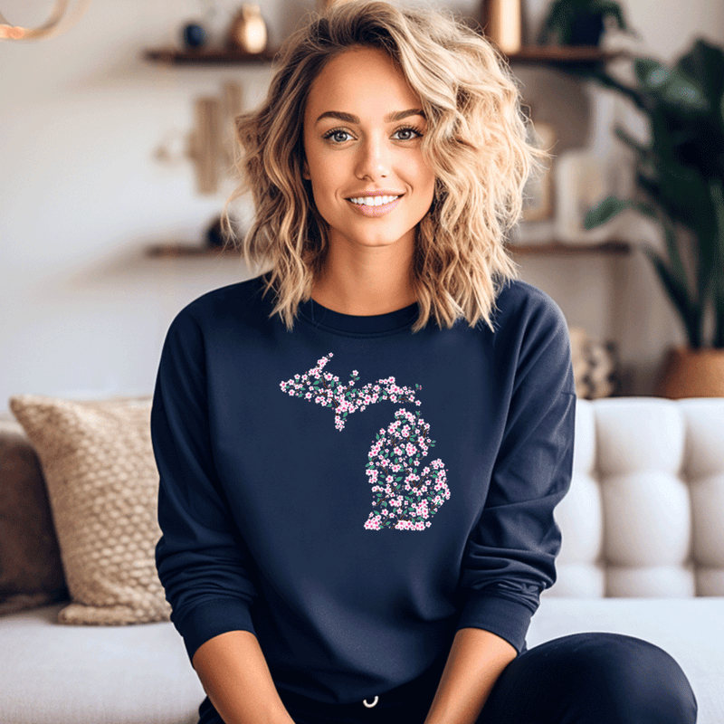 "Michigan Cherry Blossom"Relaxed Fit Long Sleeve Unisex T-Shirt