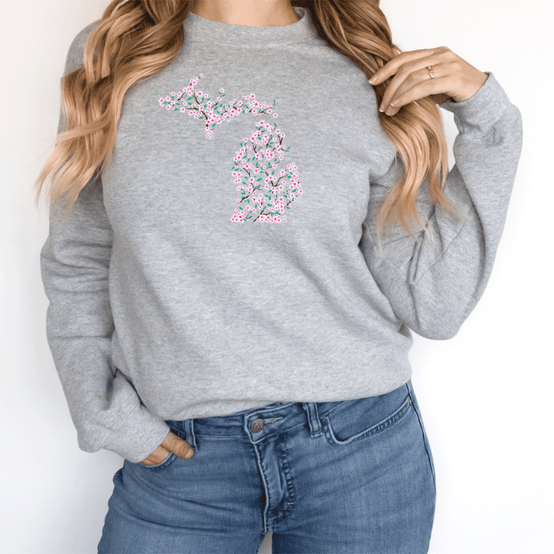 "Michigan Cherry Blossom"Relaxed Fit Long Sleeve Unisex T-Shirt