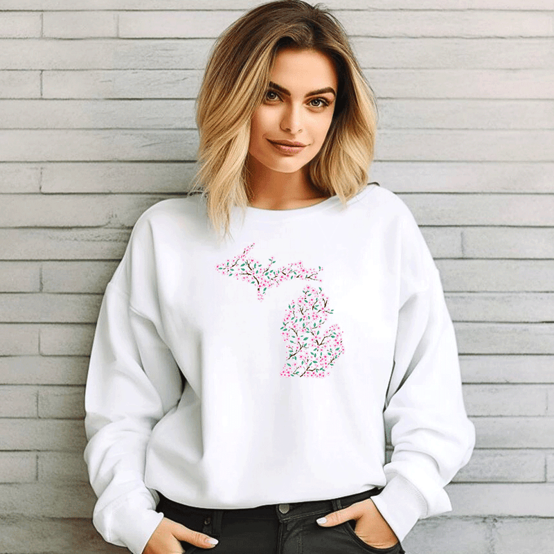 "Michigan Cherry Blossom"Relaxed Fit Classic Crew Unisex Sweatshirt