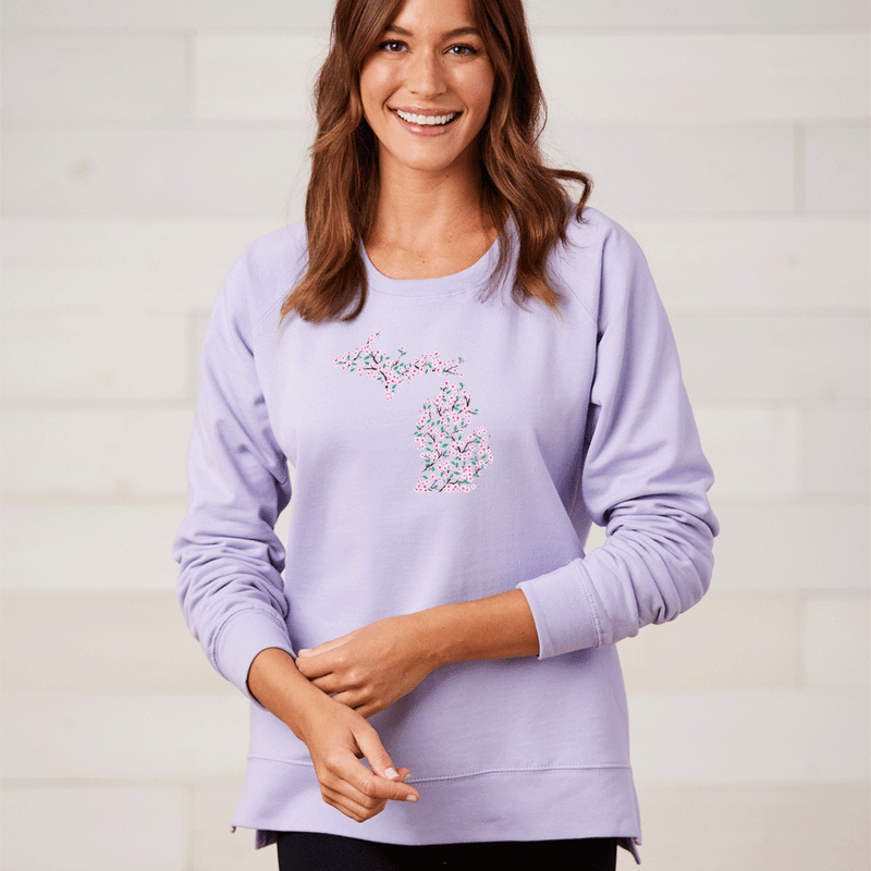 "Michigan Cherry Blossom"Women's Pullover Crew