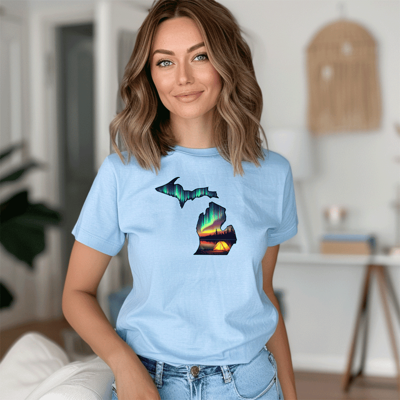 "Northern Lights Camping"Relaxed Fit Crew Unisex T-Shirt