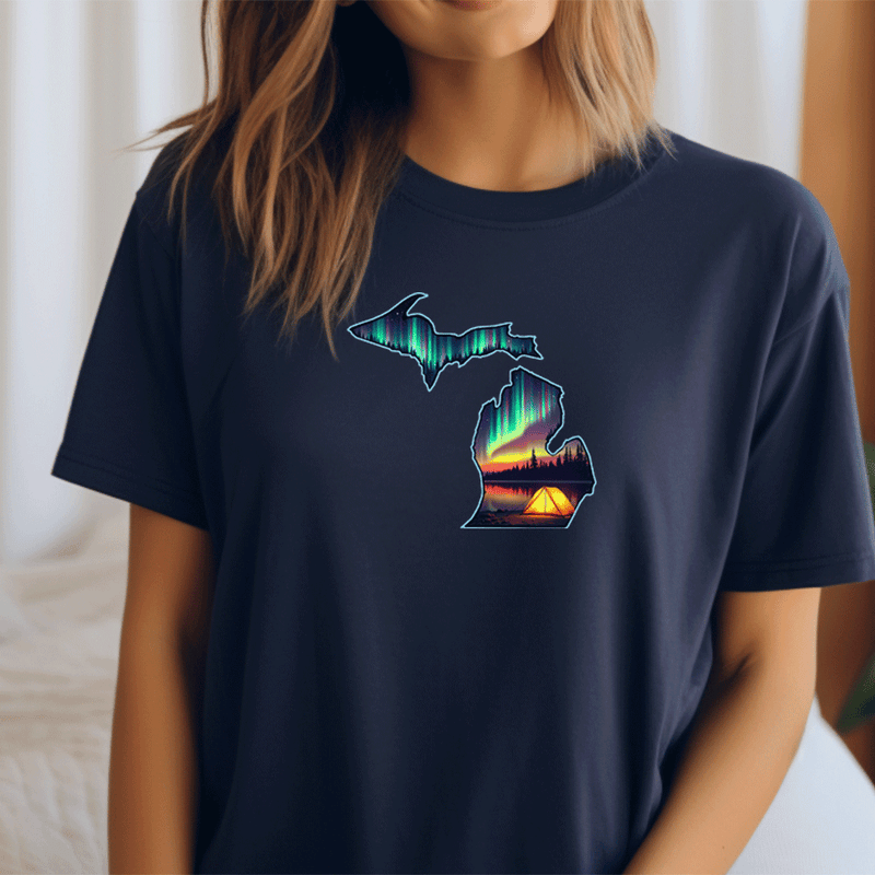 "Northern Lights Camping"Relaxed Fit Crew Unisex T-Shirt