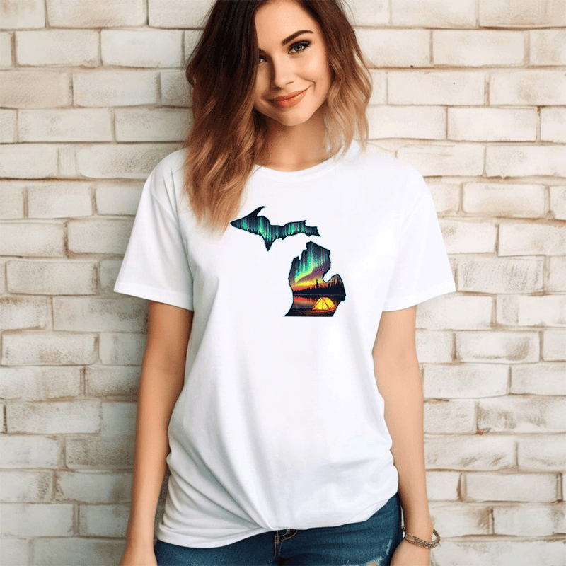 "Northern Lights Camping"Relaxed Fit Crew Unisex T-Shirt