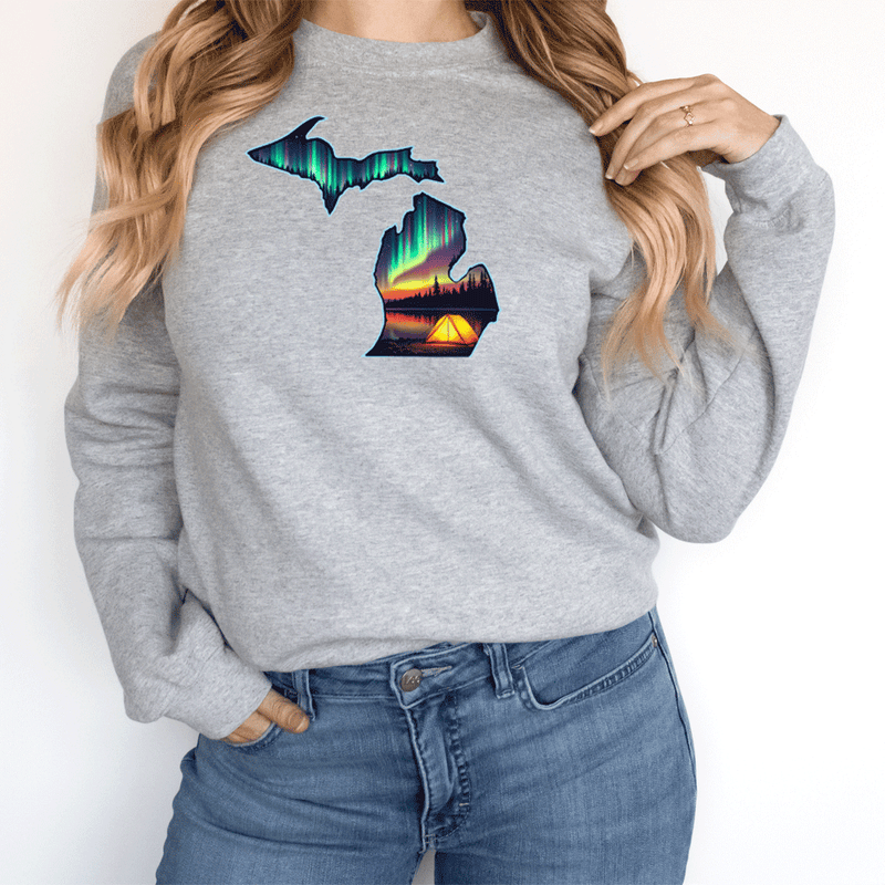 "Northern Lights Camping"Relaxed Fit Long Sleeve Unisex T-Shirt