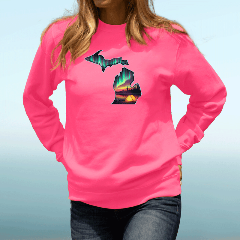 "Northern Lights Camping"Relaxed Fit Classic Crew Unisex Sweatshirt