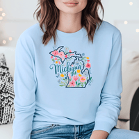 "Michigan Floral"Relaxed Fit Long Sleeve Unisex T-Shirt
