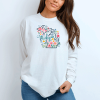 "Michigan Floral"Relaxed Fit Long Sleeve Unisex T-Shirt