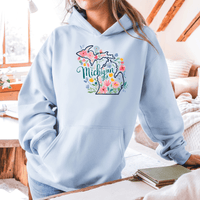 "Michigan Floral"Relaxed Fit Classic Unisex Hoodie