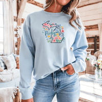 "Michigan Floral"Relaxed Fit Classic Crew Unisex Sweatshirt