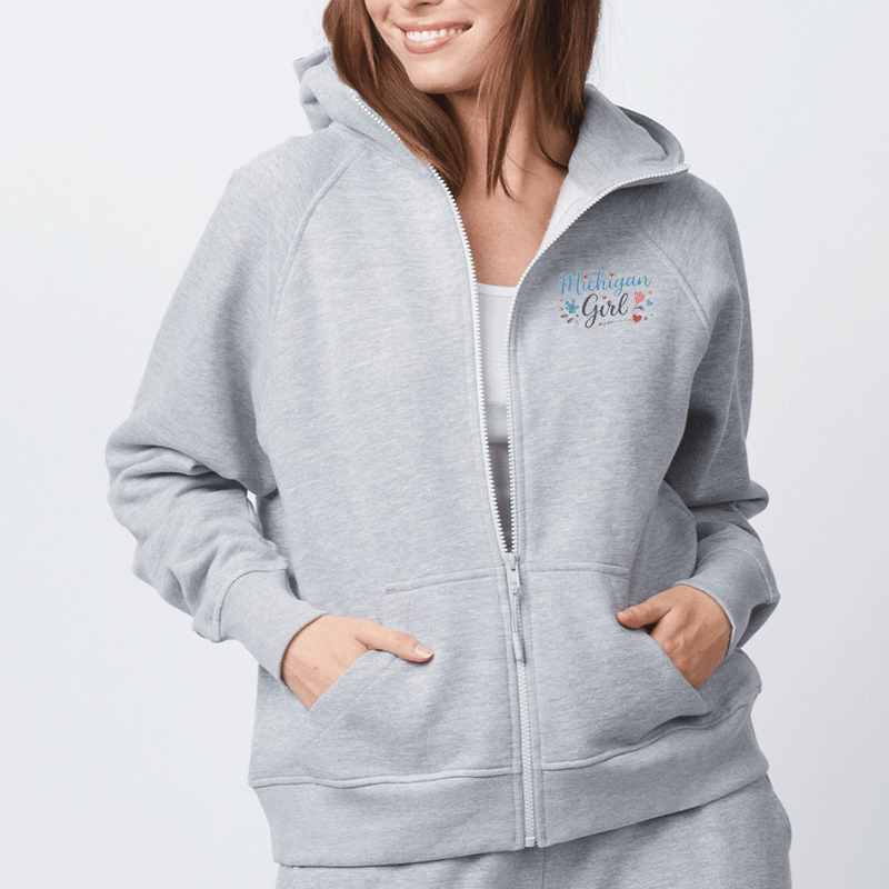 "Michigan Girl"Women's Relaxed Full Zip Hoodie