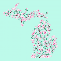 "Michigan Cherry Blossom"Women's Pullover Crew