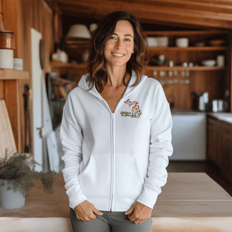 "Michigan In Bloom"Basic Full Zip Unisex Hoodie