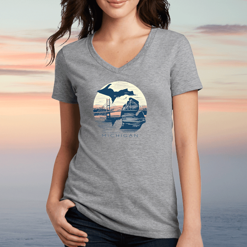 "Mackinac Sunset"Women's V-Neck
