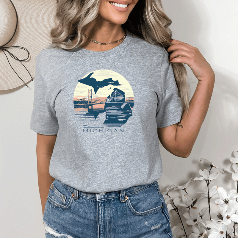 "Mackinac Sunset"Relaxed Fit Crew Unisex T-Shirt